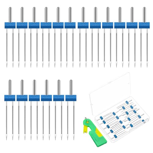 18 Stück Zwillingsnadel Jersey mit Einfädler 3 Größen 2,0/90, 3,0/90, 4,0/90 Nähmaschinen Zubehör von Tucnoeu