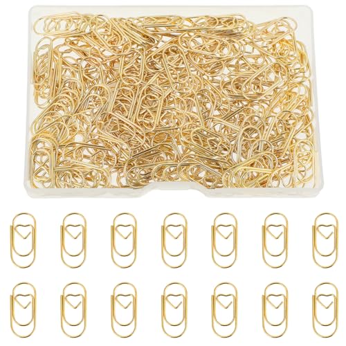 200 Stück Büroklammern Gold Büroklammern Herz Kleine Büroklammer Paper Clips Geeignet zum Bürobedarf Schreibwaren, Postkarten Hochzeit, Dokumenten und Notizen von Tucnoeu