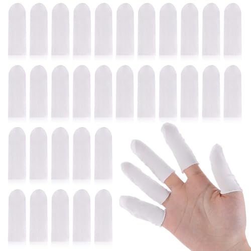 Tucnoeu 100 Stück Fingerverband Baumwolle Fingerschutz Fingerlinge Verband Finger Sleeves Atmungsaktiv, Weiß von Tucnoeu