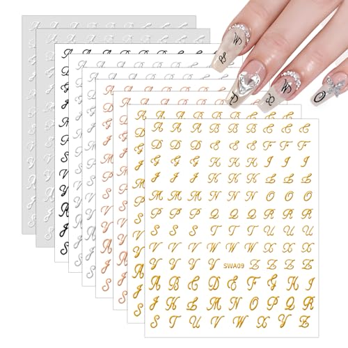 Tucnoeu 10pcs Nagel Aufkleber 3D Nagelsticker Buchstaben Selbstklebend Buchstaben Aufkleber für DIY Nagelkunst, Fingernägel Aufkleber, Nagel Sticker für Nageldesign von Tucnoeu