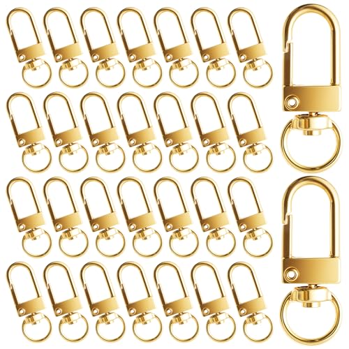 Tucnoeu 30pcs Karabinerhaken für Taschen, Karabinerhaken mit Drehgelenk, Taschenzubehör, Schlüsselanhänger Haken, Metall Zinklegierung(Gold) von Tucnoeu