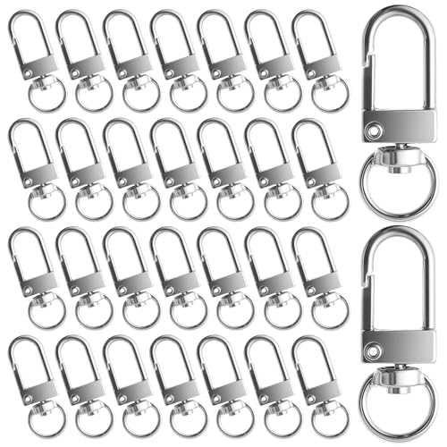 Tucnoeu 30pcs Karabinerhaken für Taschen, Karabinerhaken mit Drehgelenk, Taschenzubehör, Schlüsselanhänger Haken, Metall Zinklegierung(Silber) von Tucnoeu