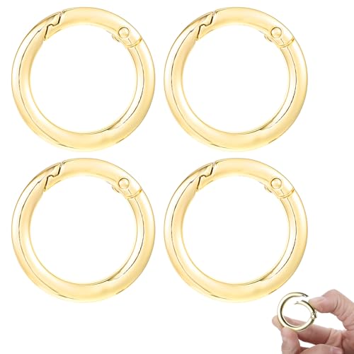 Tucnoeu 4 Stück Karabiner Rund Karabiner Klein Runde Karabiner Metall Karabinerhaken Schlüsselbund Ring für Umhängetasche Schlüsselbund Handwerk DIY (gold) von Tucnoeu