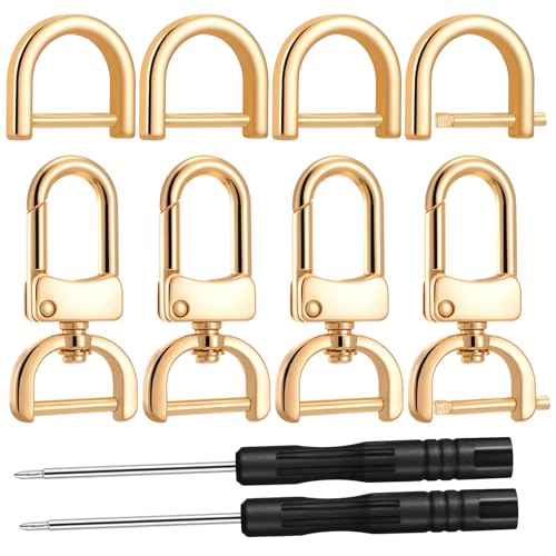 Tucnoeu 4PCS Schlüsselanhänger Karabiner mit 4 D-Ring und Schraubendreher, Karabinerhaken mit Drehgelenk, Abnehmbarer Federhaken für DIY Handwerk, Rucksack, Handtasche, Haustierhalsbänder von Tucnoeu