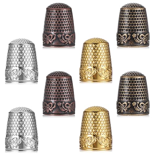 Tucnoeu 8 Stück Fingerhut, Fingerhut Nähen Metall, Fingerhut Nähen Thimble Set, Buntes Fingerhut Nähen Werkzeug für Handarbeiten, DIY, Sticken, Nähen, Finger Schutz(Bunt) von Tucnoeu