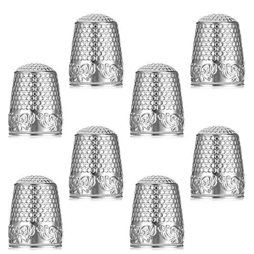 Tucnoeu 8 Stück Fingerhut, Fingerhut Nähen Metall, Fingerhut Nähen Thimble Set, Fingerhut Nähen Werkzeug für Handarbeiten, DIY, Sticken, Nähen, Finger Schutz(Silber) von Tucnoeu