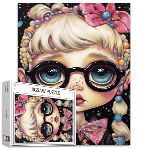 Candy Freckle Girl Jigsaw Puzzle Brille Puppe 1000 Teile Jigsaw Puzzles für Erwachsene Home Decor Familie Puzzle perfekt für Spieleabende von Tucocoo