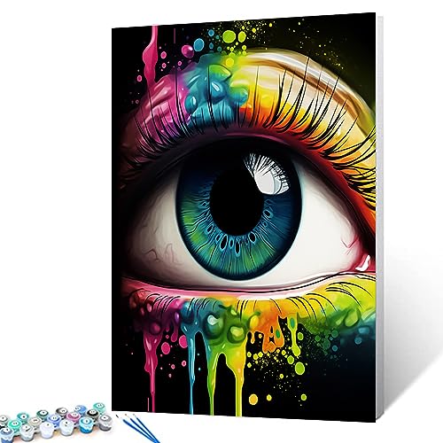 Malen nach Zahlen für Erwachsene, Malen nach Zahlen auf Leinwand, Aquarell-Augen, Malen nach Zahlen für Erwachsene, DIY-Ölgemälde-Kits für Erwachsene, Pinsel, Acrylfarbe, Kunsthandwerk für Zuhause, von Tucocoo