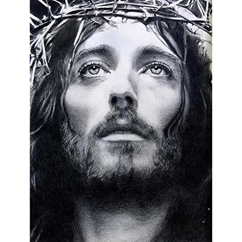 Tucocoo 5D DIY Diamond Painting Kits für Erwachsene Kinder Vollbohrer Runde Kristall Strass Stickerei Kunst Handwerk Leinwand Jesus Christus Portrait Bild Wanddekoration Geschenk (ohne Rahmen) von Tucocoo