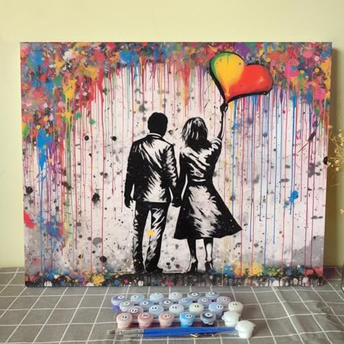 Tucocoo Banksy Pop Art Malen nach Zahlen für Erwachsene, Street Couple DIY Ölgemälde-Kits auf Leinwand mit Pinseln und Acrylpigment, Graffiti-Liebhaber, Bild für Heimdekoration, Geschenke, 40 x 50 cm von Tucocoo