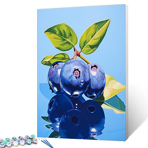 Tucocoo Blaubeerfarbe Malen nach Zahlen Kits 40x50cm Leinwand DIY -Ölgemälde für Kinder, Studenten, Anfänger von Erwachsenen mit Pinsel und Acrylpigment - Blaubeere farbenfrohe Früchte（DIY Rahmen） von Tucocoo