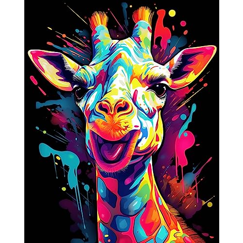 Tucocoo Bunte Giraffe Malen nach Zahlen Kits 40x50cm Leinwand DIY Digitales Ölgemälde für Erwachsene mit Pinseln und Acrylpigment - Tier Cartoon Graffiti Stil für Wohnkultur (ohne Rahmen) von Tucocoo