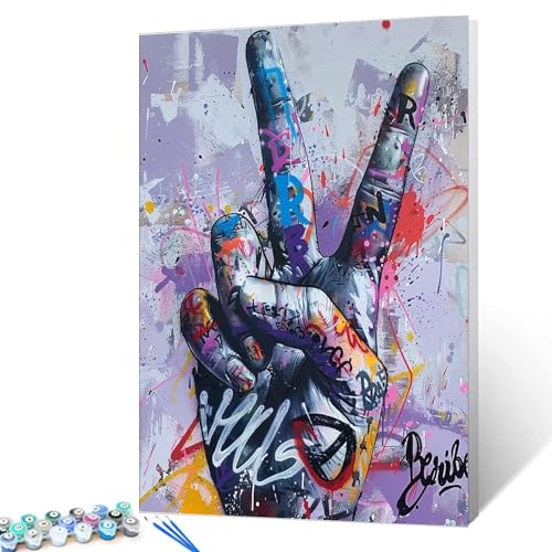 Tucocoo Graffiti-Faust Malen nach Zahlen, Kits mit Pinseln und Acrylpigmenten auf Leinwand, Gemälde für Erwachsene, buntes Schild "Love", für Zuhause, Wanddekoration, Geschenke, 40,6 x 50,8 cm (DIY von Tucocoo