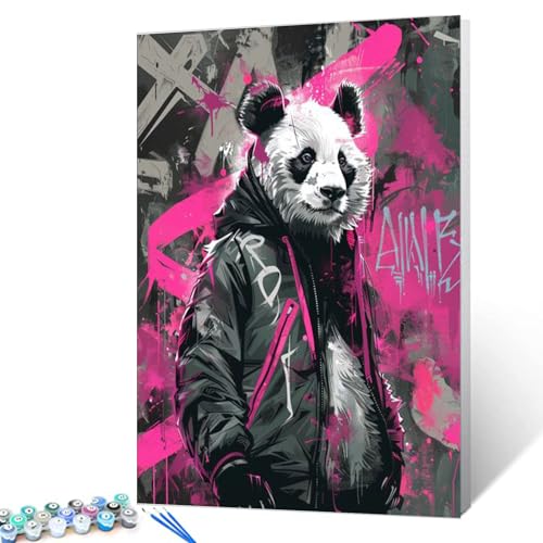 Tucocoo Graffiti Street Art Ölgemälde Bansky Malen nach Zahlen, 40,6 x 50,8 cm, niedlicher Panda, DIY-Ölgemälde für Kinder, Erwachsene, Anfänger, mit Pinseln und Acryl-Pigment (ohne Rahmen) von Tucocoo