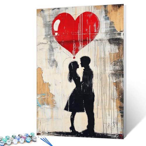 Tucocoo Love Street Art Malen nach Zahlen, Set mit Pinseln und Acrylpigmenten auf Leinwand, Gemälde für Erwachsene, modernes Graffiti-Kunstbild für Zuhause, Wanddekoration, Geschenk, 40 x 50 cm von Tucocoo