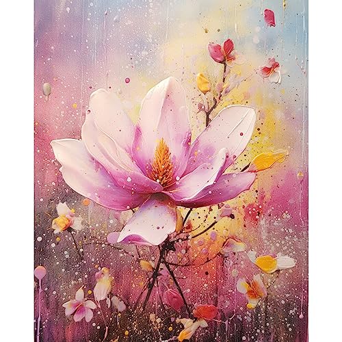 Tucocoo Magnolienblumen Malen nach Zahlen Kits 40 x 50 cm Leinwand DIY Digitales Ölgemälde für Erwachsene mit Pinseln und Acrylpigment - Schöne Blüte Blumen für Heimdekoration Geschenke (ohne Rahmen) von Tucocoo