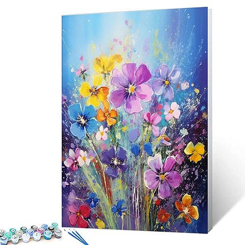 Tucocoo Malen nach Zahlen für Erwachsene, Malen nach Zahlen für Erwachsene, digitales Ölgemälde-Set auf Leinwand mit Pinseln und Acrylpigmenten, bunte Blüten für Heimdekoration, Geschenke, 40 x 50 cm von Tucocoo