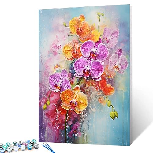 Tucocoo Orchidee Malen nach Zahlen für Erwachsene, DIY Digitales Ölgemälde-Kits auf Leinwand mit Pinseln und Acrylpigment, Bunte Blüten Blumen Bild für Wohnkultur Geschenke 40 x 50 cm (Rahmenlos) von Tucocoo