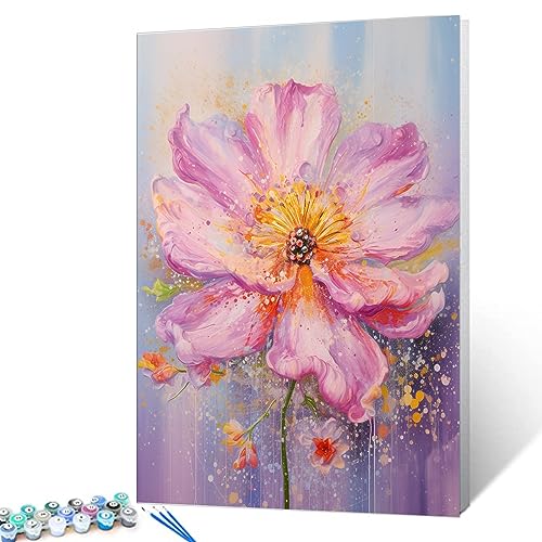 Tucocoo Pfingstrosen-Blumen, Malen nach Zahlen für Erwachsene, Anfänger, DIY digitales Ölgemälde-Set auf Leinwand mit Pinseln und Acrylpigment, bunte Blüten Blumen für Heimdekoration, Geschenke, von Tucocoo