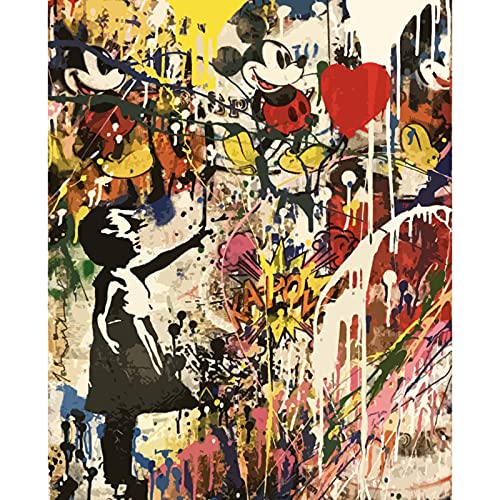 Tucocoo Pop Street Graffiti Ölgemälde Malen nach Zahlen Kits 40 x 50 cm Banksy Leinwand DIY Ölgemälde für Kinder Studenten Erwachsene Anfänger mit Pinseln und Acryl-Pigment (ohne Rahmen) von Tucocoo