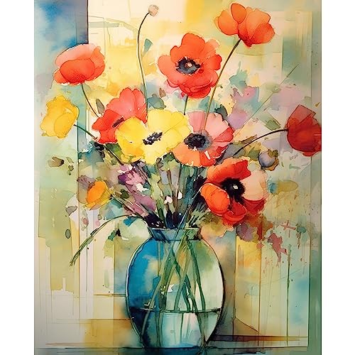 Tucocoo Malen nach Zahlen für Erwachsene, DIY-Ölgemälde-Set auf Leinwand mit Pinseln und Acrylpigment, schöne blühende Vase, Blumen für Heimdekoration, 40,6 x 50,8 cm (rahmenlos) von Tucocoo