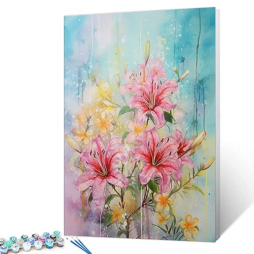 Tucocoo Rhododendron Blumen Malen nach Zahlen Kits mit Pinseln und Acrylpigment auf Leinwand, Gemälde für Erwachsene, bunte Blüten, Blumen-Kunst, Bastelprojekt für Heimdekoration,40x50cm(DIY gerahmt) von Tucocoo