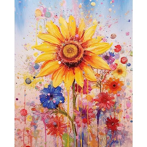 Tucocoo Sonnenblume Malen nach Zahlen für Erwachsene Anfänger, DIY Digital Ölgemälde Kits auf Leinwand mit Pinseln und Acrylpigment, schöne Blüte Blumen für Home Wall Decor 40 x 50 cm (Rahmenlos) von Tucocoo