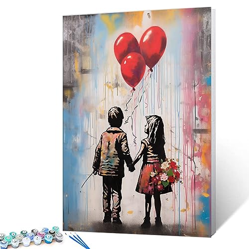 Tucocoo Street Art Banksy Malen nach Zahlen für Erwachsene, DIY-Ölgemälde-Set auf Leinwand, mit Pinseln und Acrylpigment, Ballon-Kunstwerk für Heimdekoration, 40,6 x 50,8 cm (rahmenlos) von Tucocoo