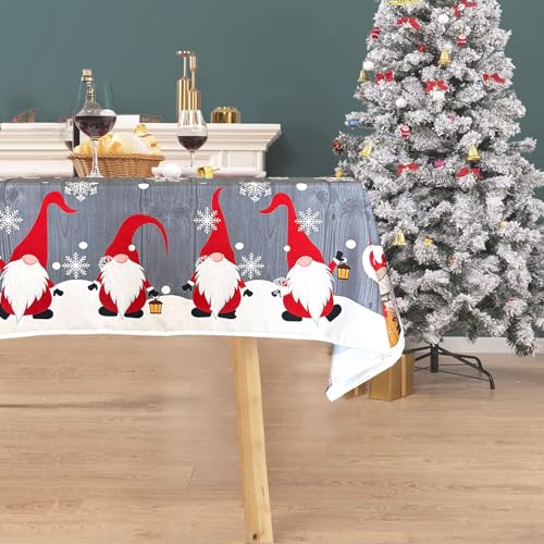 Tucwurl Schneeflocke Weihnachtstischdecke, Cartoon Weihnachten Tischtuch Wasserabweisend, Groß Tischdecken Weihnachten, Rechteckige Abwaschbar Weihnachts Tischdecke, Tischdeko (Grau 150 x 300 cm) von Tucwurl