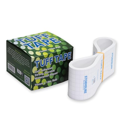 Wasserdicht und luftdicht, extra starkes Zelt, aufblasbar, Kleidung, Outdoor, reißfest, Polyurethan, transparentes Klebeband und Flicken – TUFF Klebeband (10 m x 75 mm Rolle) von Tuff Tape