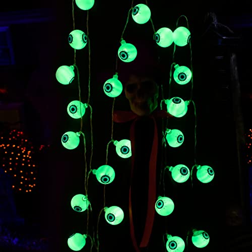 Halloween-Dekorationslichter, 40 LEDs, 60 m, Augapfel-Halloween-Lichter, batteriebetrieben, Halloween-Dekoration, Lichterkette für den Außenbereich, Weihnachten, Halloween-Party-Dekoration von Tukeoo