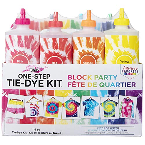 Tulip One-Step Tie-Dye Kit Block Party Batikfarbe, 473 ml, 8 Farben, Regenbogenfarben von Tulip