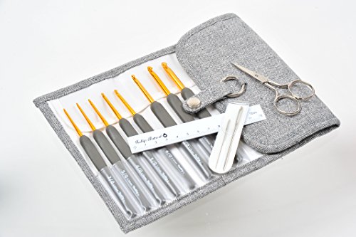 Gift SET TULIP ETIMO Cushion Grip Gold 8 Crochet Hooks Royal Silver TES-002 by Tulip von Tulip