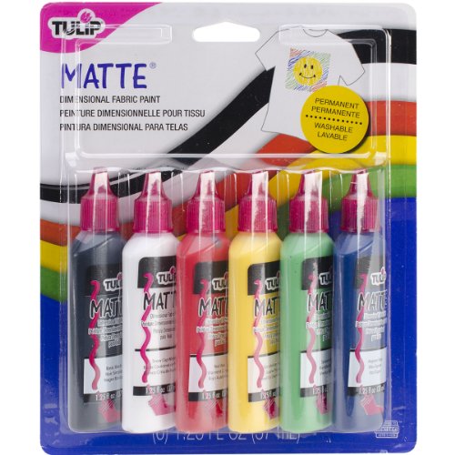 Tulip Matte 3D-Textilfarbe, 6 Stück, 37 ml (6er Pack) von Tulip