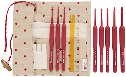 Tulip TED-001E CROCHET HOOK Häkelhaken-Set, Aluminium, Gummi, Rot/Ausflug, einfarbig (Getaway Solids) von Tulip