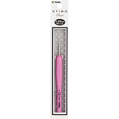 Tulip TEL-12E Crochet Hook, Legierter Stahl, Pink, Size 12 (0.6mm) von Tulip