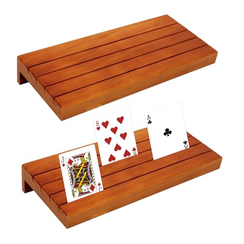 Tulov 2 Stück Kinder Kartenhalter, Holz Spielkartenhalter, Spielkartenhalter Kartenständer, Spielkartenständer Kartenständer, Freisprech Kartenständer mit Anti Rutsch Streifen für Kinder und Senioren von Tulov