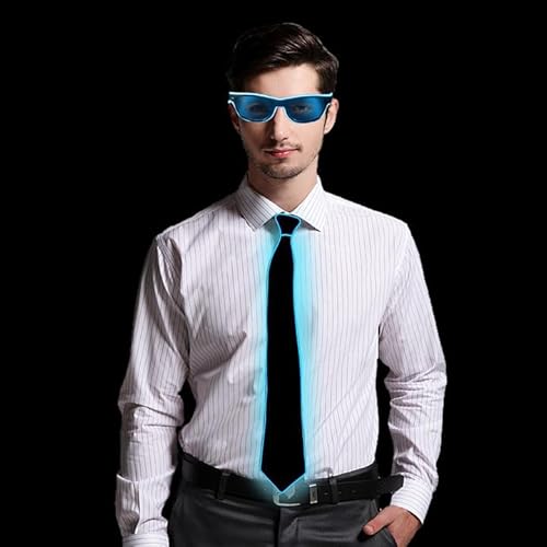 Tulov 2 Stück LED Brille und LED Krawatte, Kabellose Leuchten Brille, Leuchten Krawatte für Partys, Geburtstagsfeiern, Halloween, Karneval, Musikfestivals, Weihnachten, Disco, EDM von Tulov