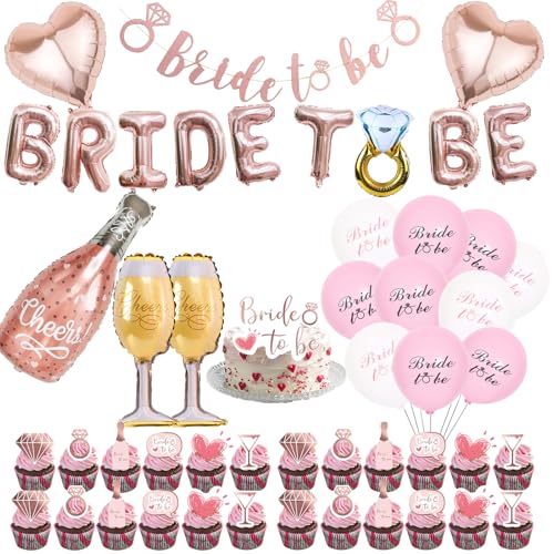 JGA Deko Frauen Junggesellenabschied Frauen Zubehör, Bride To Be Luftballons Rosegold, Junggesellinnenabschied Deko Folienballon für Bridal Shower, Abschied Party, Bachelorette Party Brautparty von Tulufanskrr