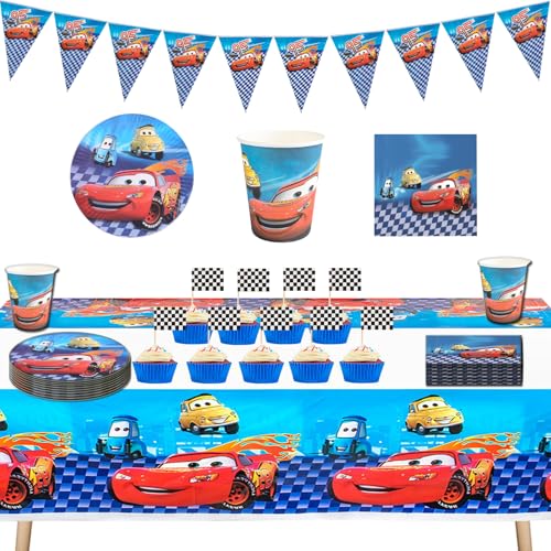 Monster Trucks Geburtstag Party Dekorationen, Geburtstag Deko für Kinder, Monster Truck Partygeschirr Kindergeburtstag Deko Zubehör Teller Tassen Tischdecke Kinder Karneval Party Supplies Dekoration von Tulufanskrr