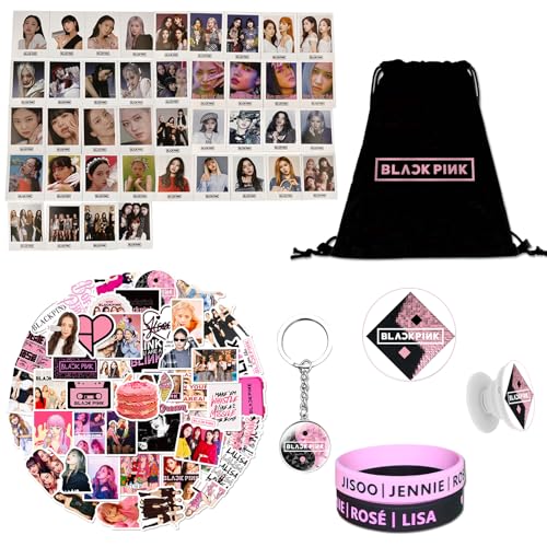 Tulufanskrr Blackpink Geschenk-Set, Fanartikel, Fans Geschenk für Blink, Blackpink Merch Kpop Blackpink Merchandise Blackpink Rucksack, Schlüsselbund LOMO-Karte Silikonarmbänder von Tulufanskrr