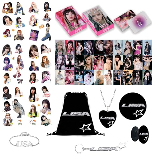 Tulufanskrr Blackpink Lisa Geschenk-Set, Lisa Fans Geschenk Set für Blink, Blackpink Fanartikel, Kpop Lisa Merchandise Geschenke Rucksack Karte Schlüsselbund von Tulufanskrr