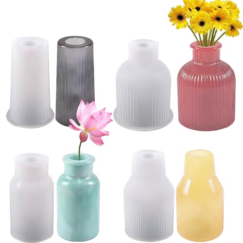 4 Stück Vase Silikonform, DIY Vases Resin Silikonformen Epoxidharz Gießformen Silikon, Handgefertigte Silikonform Vase Silicone Mould, zur Herstellung von Vasen, Stifthaltern, Kerzenhalter von Tuluto