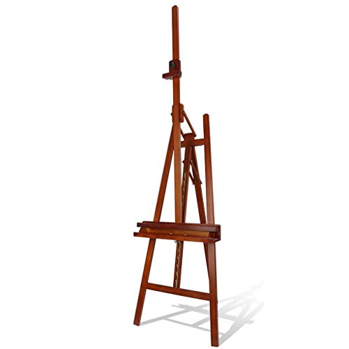Künstlerstaffelei, braune Staffelei aus Buchenholz, hält Leinwand bis zu 126 cm, einstellbare Höhe und Arbeitswinkel (B 57 x 94 x 170 cm) von Tumblre