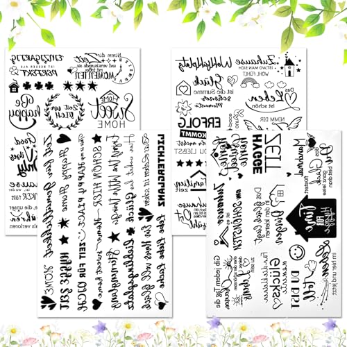 4PCS Rub On Sticker Transfers,Kerzentattoo Wassertransferdruck,Sprüche für Raysin Keraflott Möbel Glas Holz DIY Deko Rub on Folie Rubons Aufkleber HOME, Kreative Aufkleber und Transfers von Tundwhite