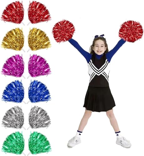 Cheerleader-Pompons, 12 Stück Cheerleader Equipment Poms für Kinder für Abschlussfeier, Sportspiele von Tundwhite