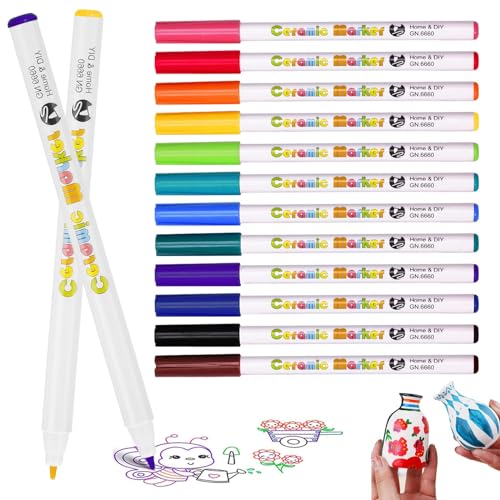 Tundwhite Forhome Porzellanstifte Spülmaschinenfest 12 Farben Glasmalfarben, für Kinder ab 3 Jahren Kinder von Tundwhite