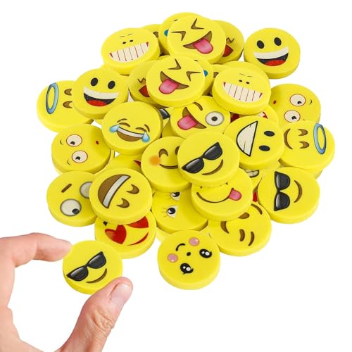 Emoji Kinder Radiergummi 144 Stücke Smiley Radierer Spielzeug Gastgeschenk Geschenke für Geburtstag Party Festival neues Jahr Weihnachten, gelb von Tunejoy