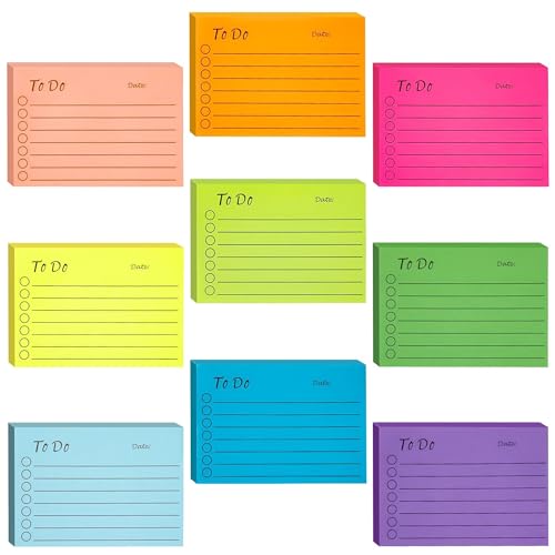 To Do Liste Haftnotizen 9 Blöcken Sticky Notes Notizblock Erinnerung Bunt Selbstklebend Klebezettel Mehrfarbigen für Büro Schule Familie Zuhause 450 Blätter 10×7 cm von Tunejoy