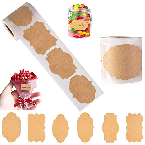 Tuofang Kraft Etiketten Aufkleber, 600 Selbstklebend Kraftpapier Sticker, Blanko Labels Sticker, Geschenkaufkleber, für Küche, Haushalt, Geschenkverpackung, Gewürzdosen, Glasflaschen Scrapbooking von Tuofang